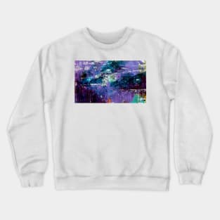 Purple blue and green with touch of white abstract river scape painting Crewneck Sweatshirt